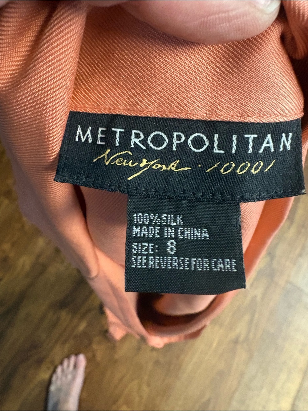 Metropolitan NewYork Coral Pink Button-Front Mini Dress with Self-Tie Belt, Silk - Picture 2 of 7